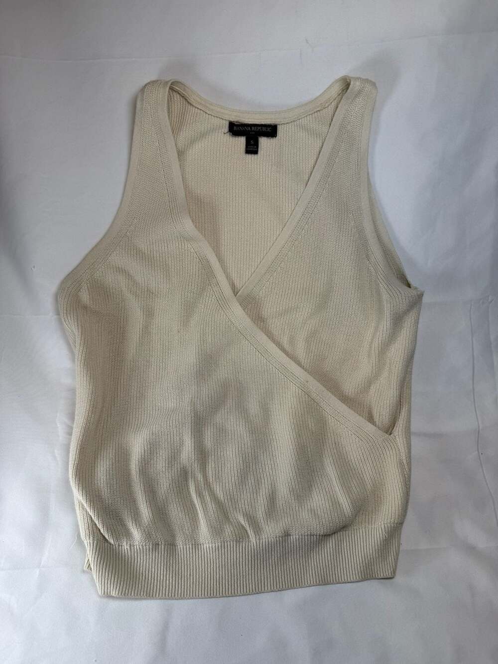 Banana Republic Cream Ribbed Knit Wrap Sweater Tank Top